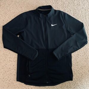 Nike Men’s Black Performance Zip-Up Jacket with White Swoosh